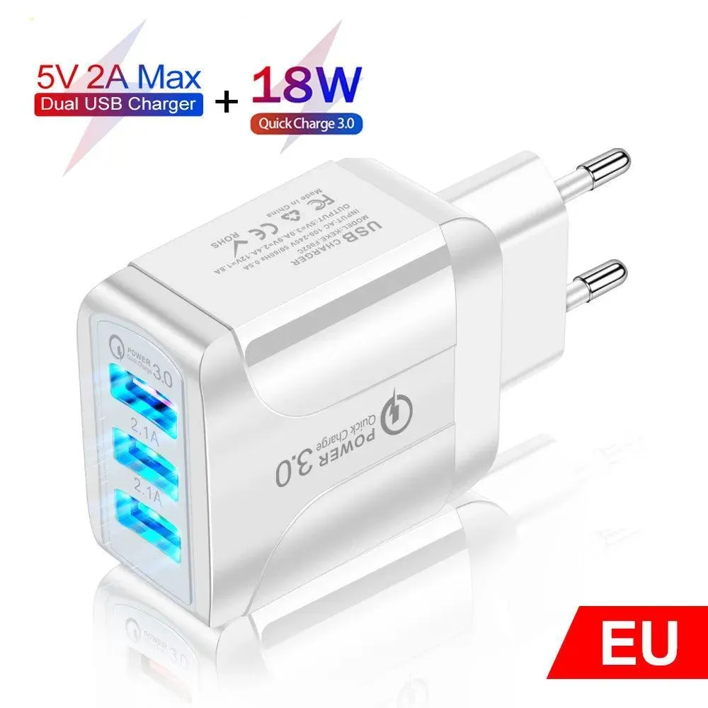 Rapid Charging LED Light EU Plug USB Adapter: Versatile Fast Charger