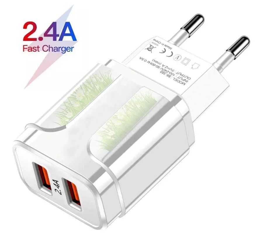 Rapid Charging LED Light EU Plug USB Adapter: Versatile Fast Charger