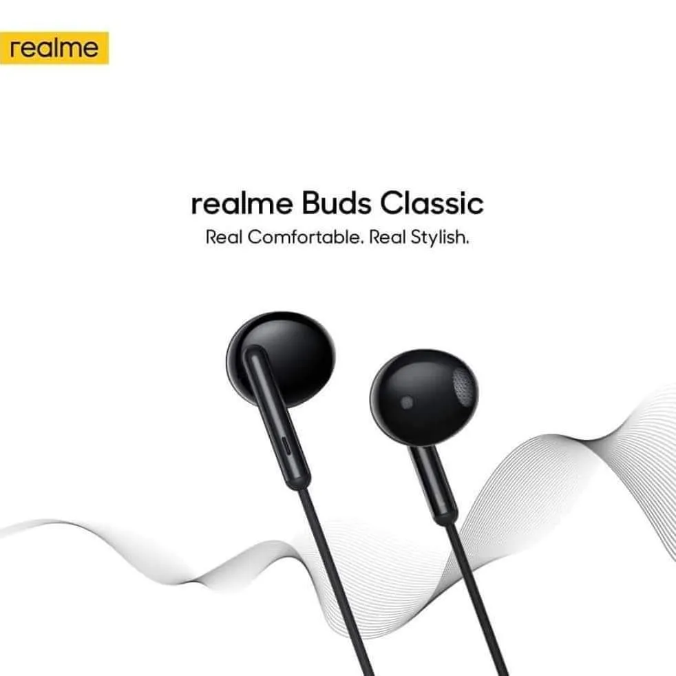 Realme Buds Classic 3.5mm Wired Earphone with HD Microphone - Black