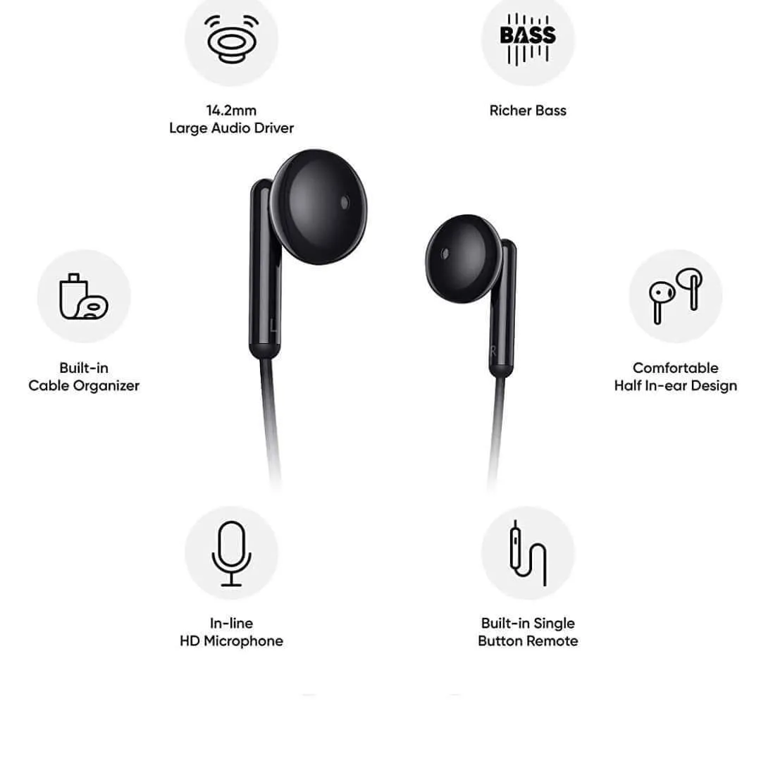 Realme Buds Classic 3.5mm Wired Earphone with HD Microphone - Black