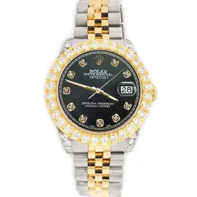 Rolex Datejust 31mm 2-Tone Watch 4.4ct Diamond Black MOP Dial/Bezel/Case/Lugs TFJ-142508092