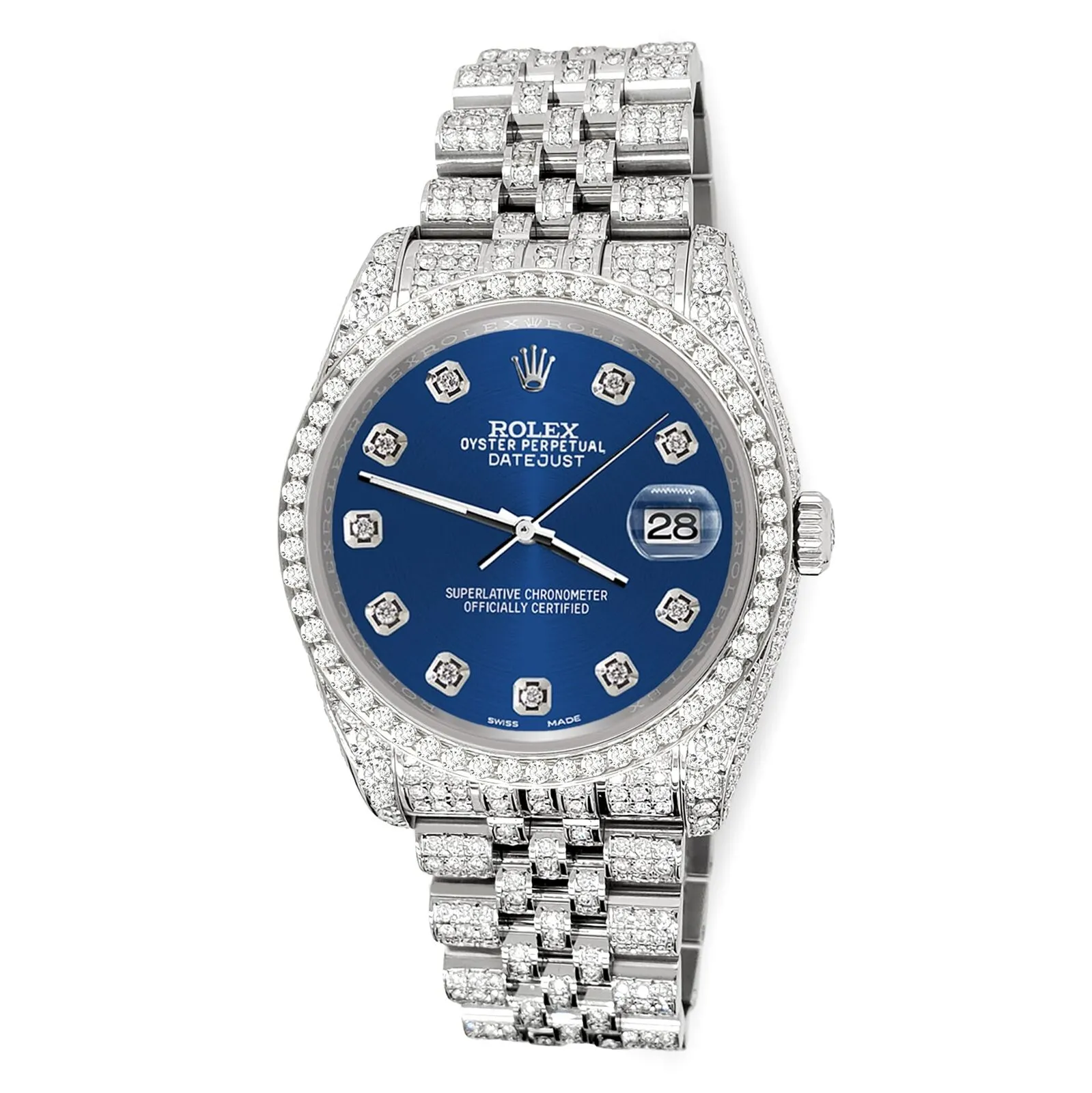 Rolex Datejust 36mm 10.2ct Diamond Cobalt Blue Jubilee Watch TFJ-142508352