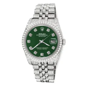 Rolex Datejust 36mm 10.2ct Diamond Forest Green Jubilee Watch TFJ-142508345