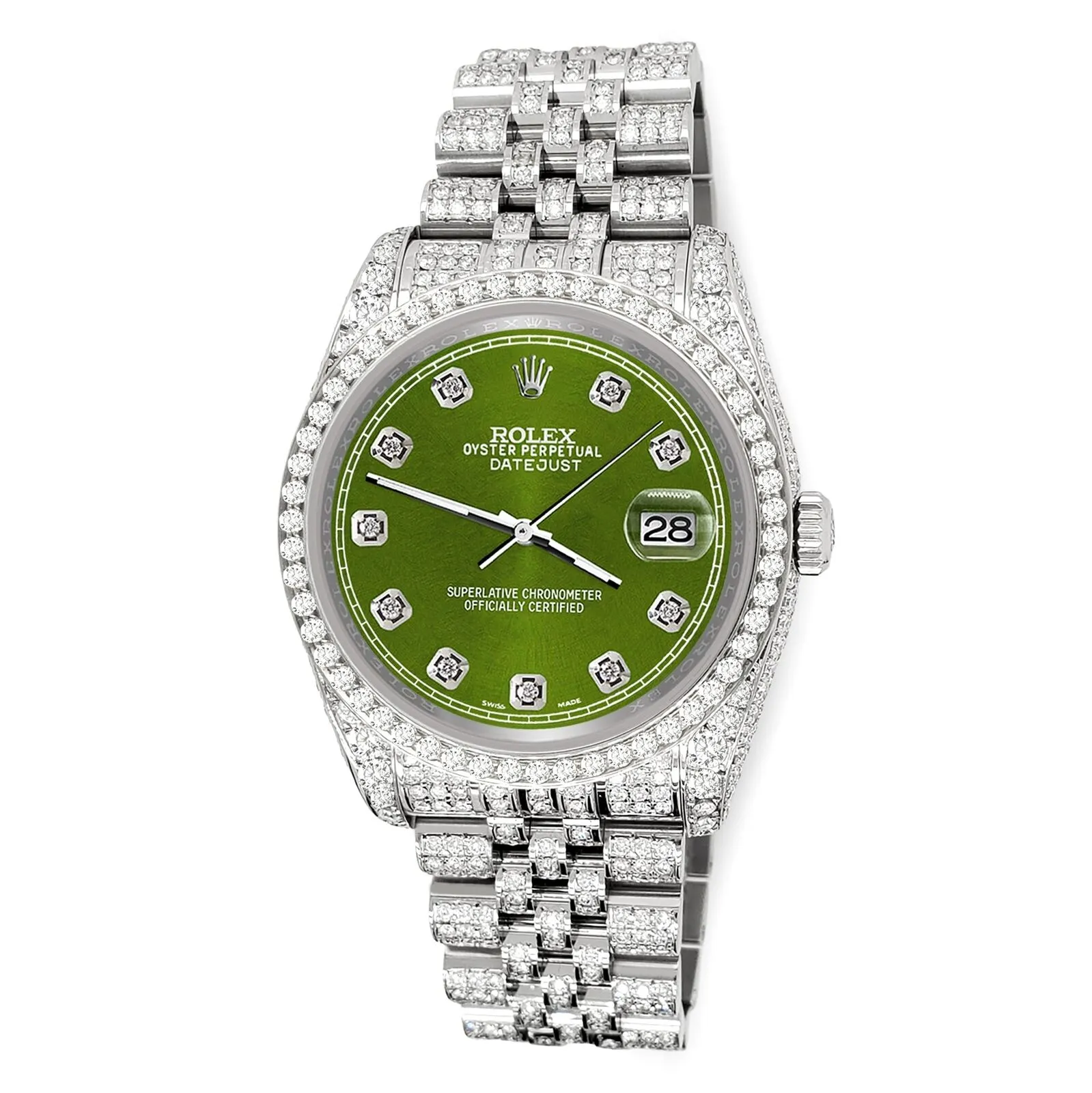 Rolex Datejust 36mm 10.2ct Diamond Royal Green Jubilee Watch  TFJ-142508379