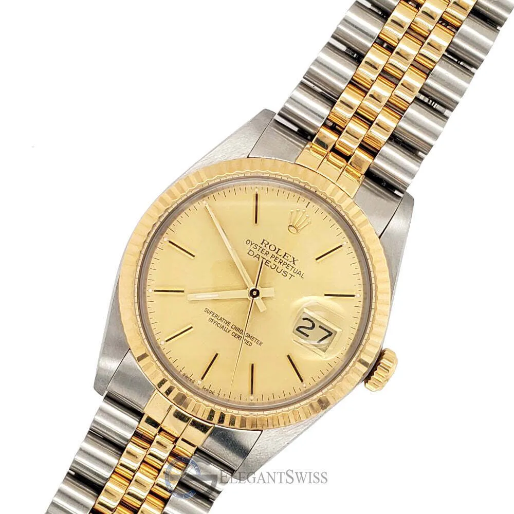 Rolex Datejust 36mm Factory Champagne Dial Yellow Gold/Steel Watch  TFJ-142508300