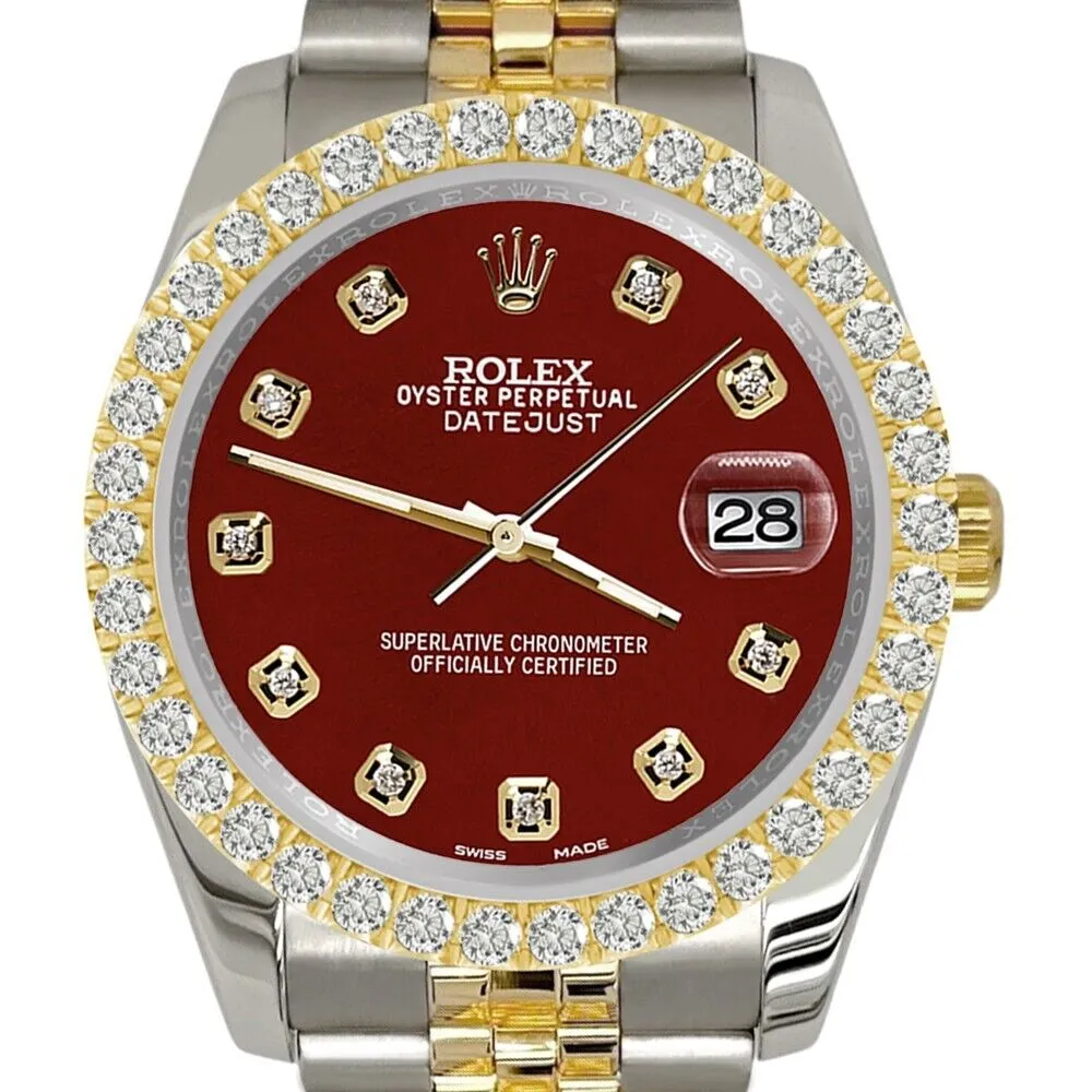 Rolex Datejust  Diamond Bezel/Imperial Red Dial Jubilee Watch TFJ-142507946