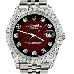 Rolex Datejust  Diamond Bezel/Lugs/Maroon Vignette  TFJ-142508597