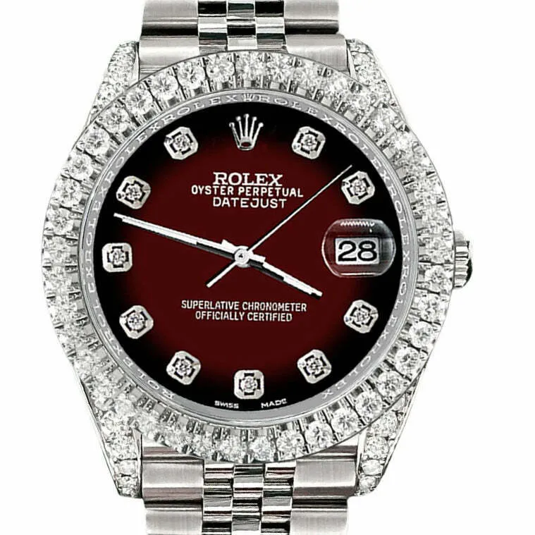 Rolex Datejust  Diamond Bezel/Lugs/Maroon Vignette  TFJ-142508597