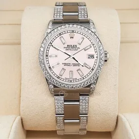 Rolex Datejust   Diamonds With Orchid Pink Baguette Dial Steel Watch TFJ-142507920