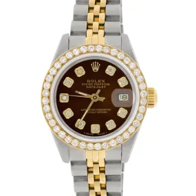 Rolex Datejust Ladies 2-Tone Jubilee 26mm Diamond Bezel/Cocoa Brown Dial  TFJ-142508138