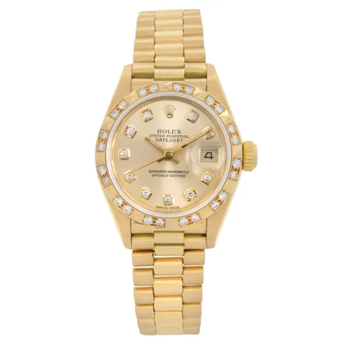 Rolex Datejust President 18K Gold Champagne Diamond Dial Ladies Watch  TFJ-142508677