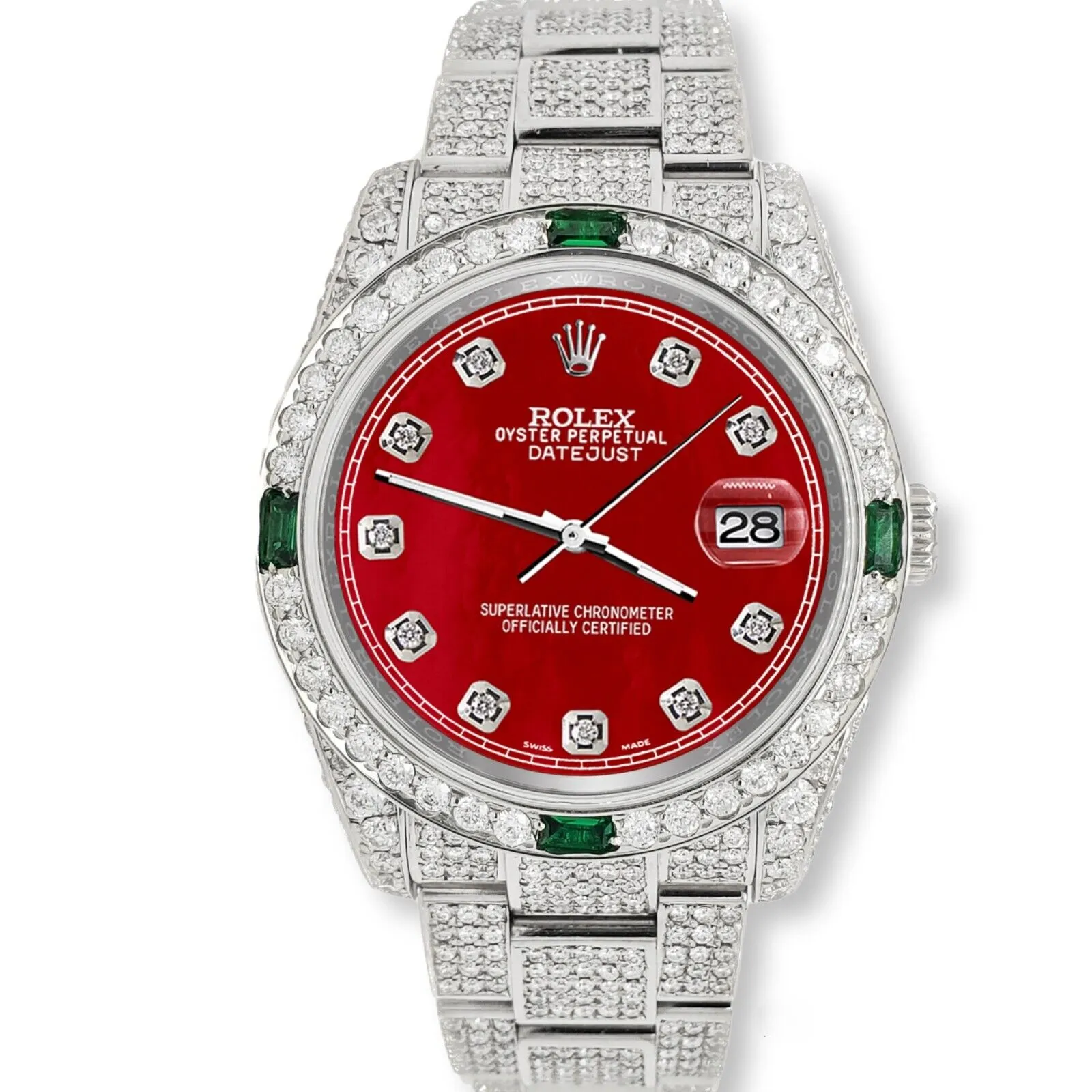 Rolex Datejust  T Diamond/Emerald Watch with Red MOP Dial   TFJ-142507933