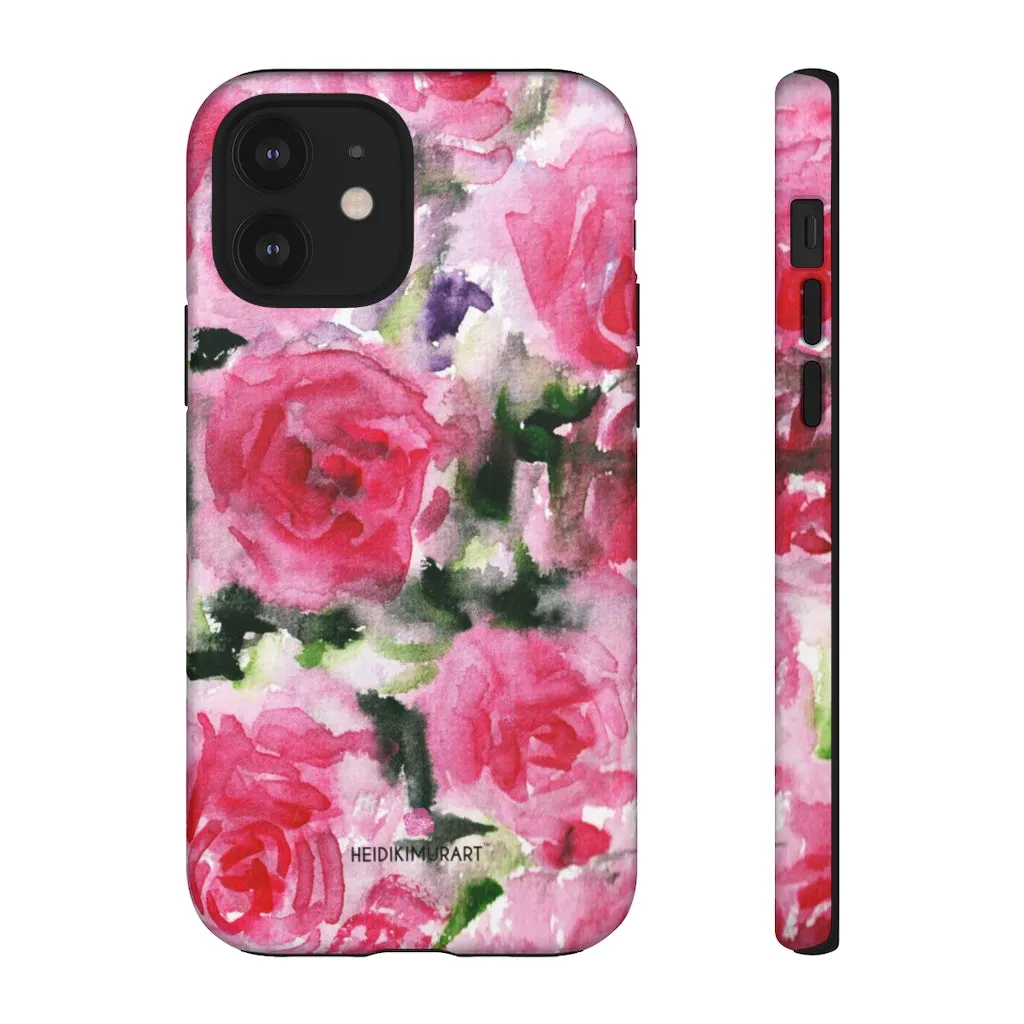 Rose Pink Floral Phone Case, Flower Print Best Designer Art iPhone Samsung Case-Made in USA