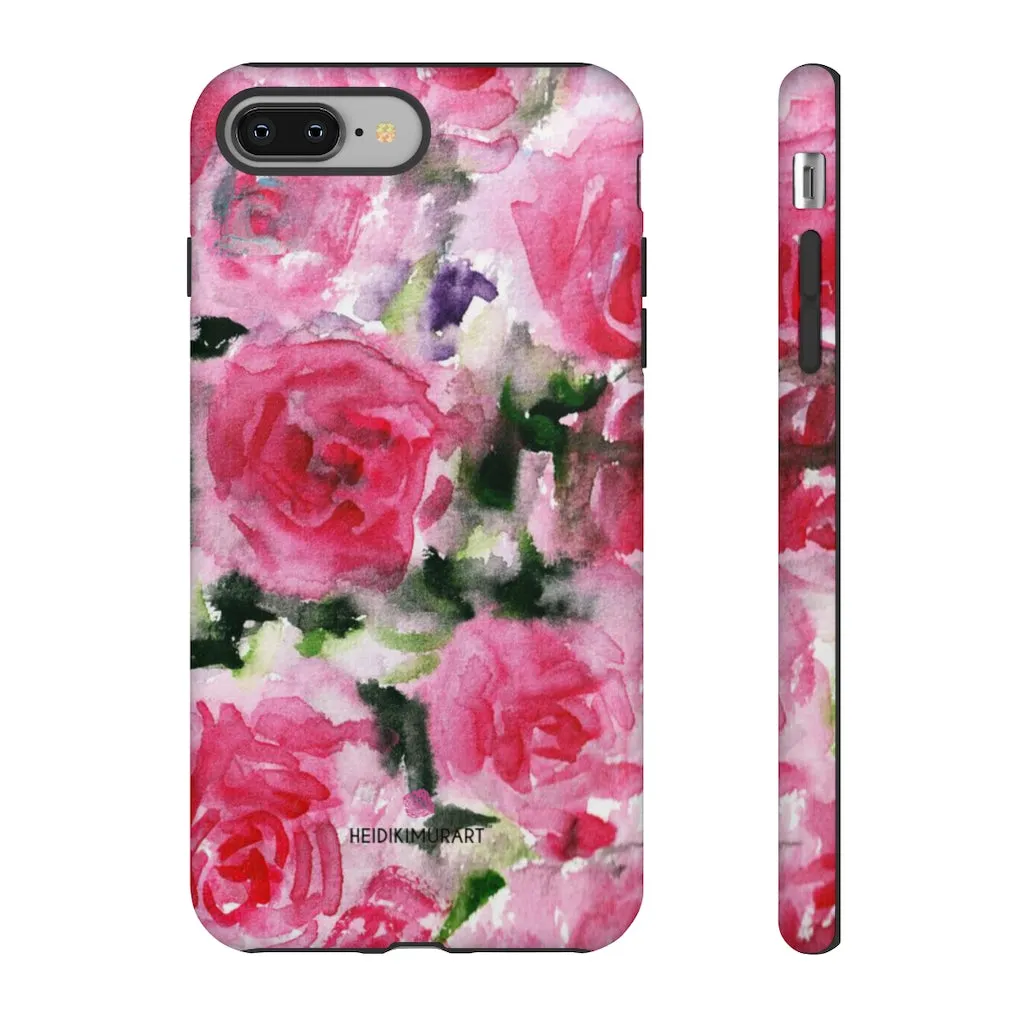 Rose Pink Floral Phone Case, Flower Print Best Designer Art iPhone Samsung Case-Made in USA