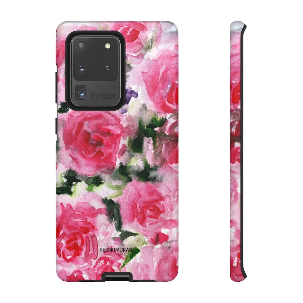 Rose Pink Floral Phone Case, Flower Print Best Designer Art iPhone Samsung Case-Made in USA