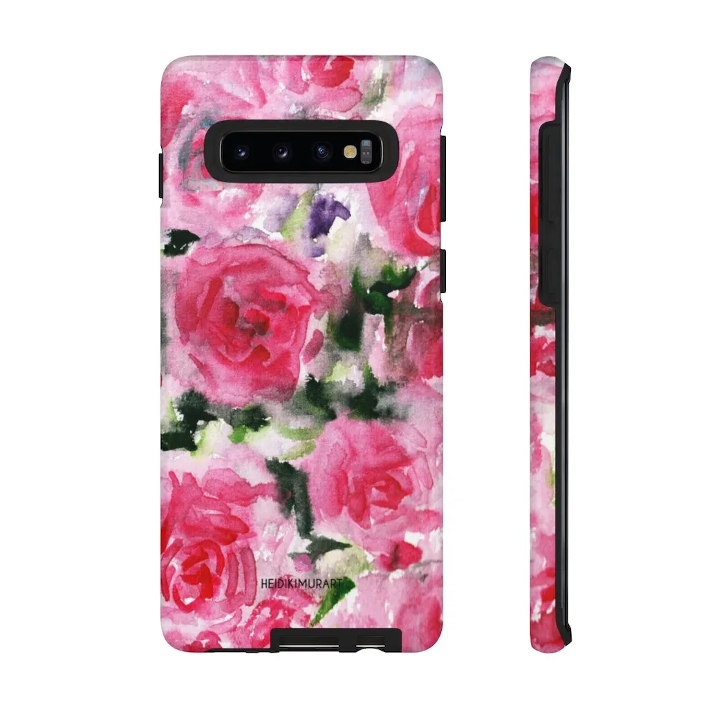 Rose Pink Floral Phone Case, Flower Print Best Designer Art iPhone Samsung Case-Made in USA