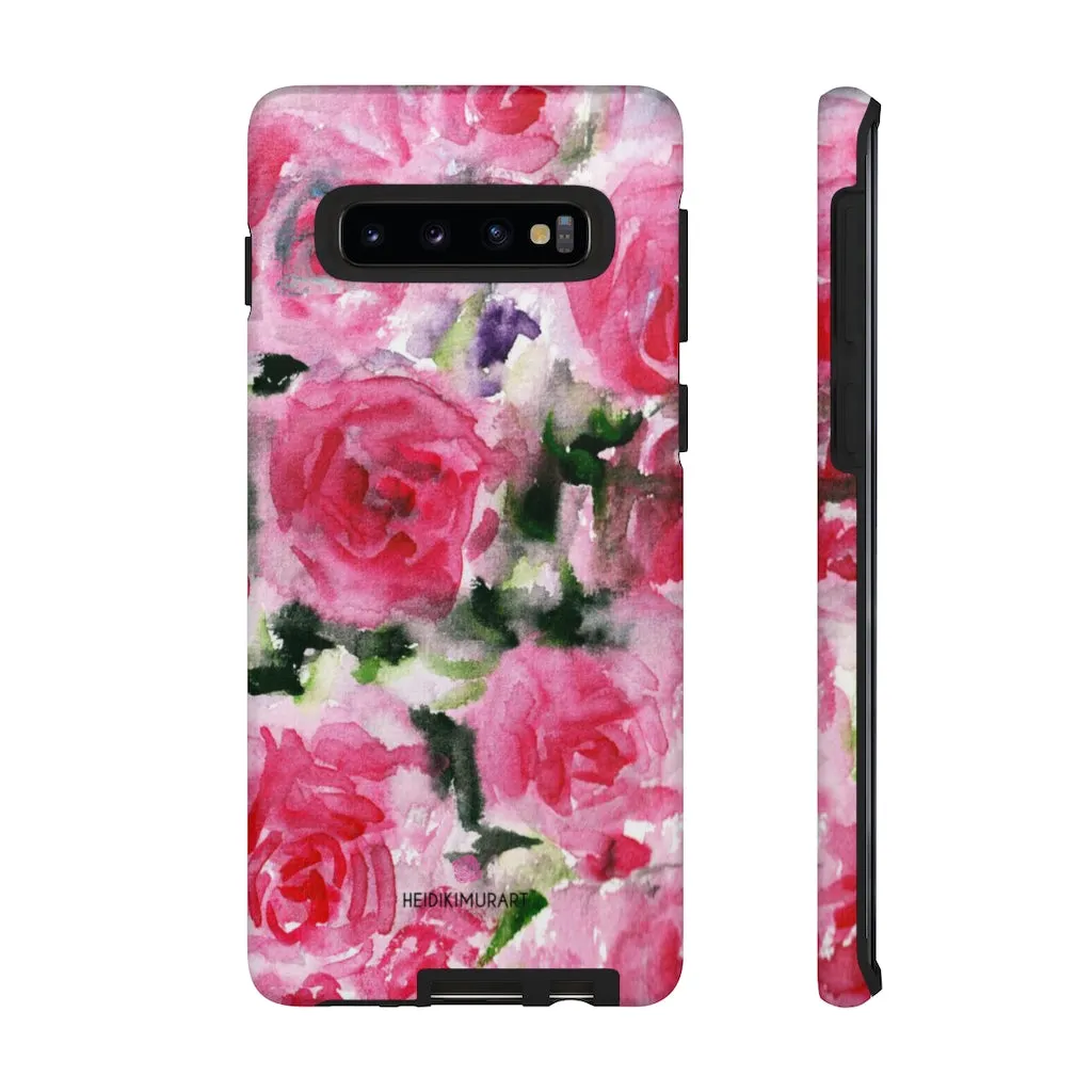 Rose Pink Floral Phone Case, Flower Print Best Designer Art iPhone Samsung Case-Made in USA