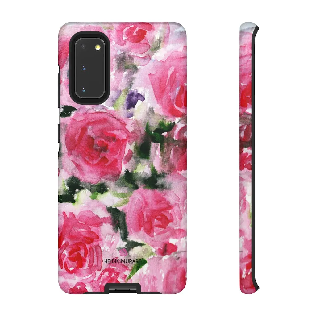 Rose Pink Floral Phone Case, Flower Print Best Designer Art iPhone Samsung Case-Made in USA