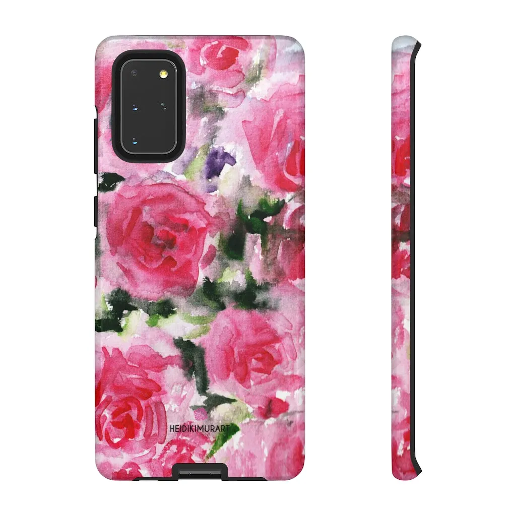 Rose Pink Floral Phone Case, Flower Print Best Designer Art iPhone Samsung Case-Made in USA