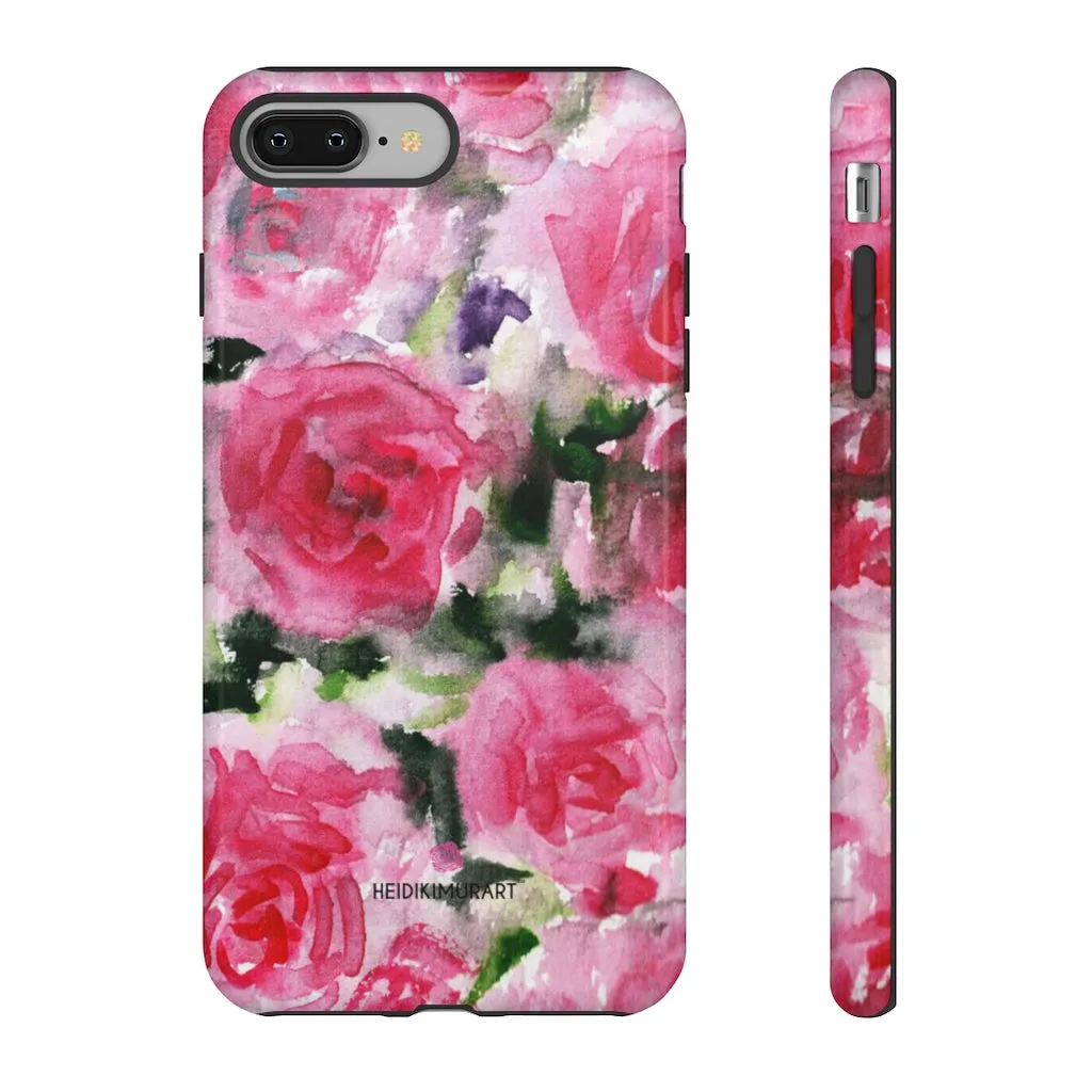 Rose Pink Floral Phone Case, Flower Print Best Designer Art iPhone Samsung Case-Made in USA