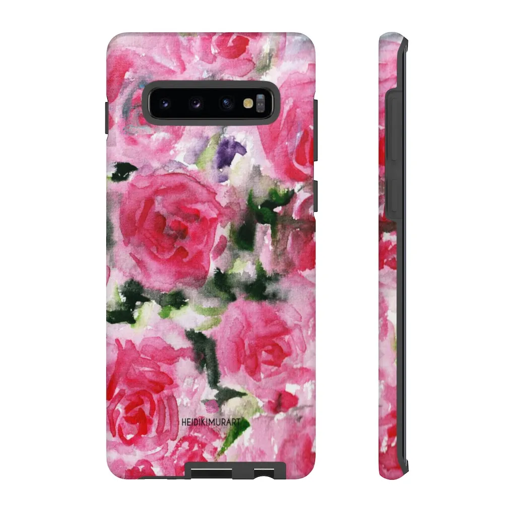 Rose Pink Floral Phone Case, Flower Print Best Designer Art iPhone Samsung Case-Made in USA