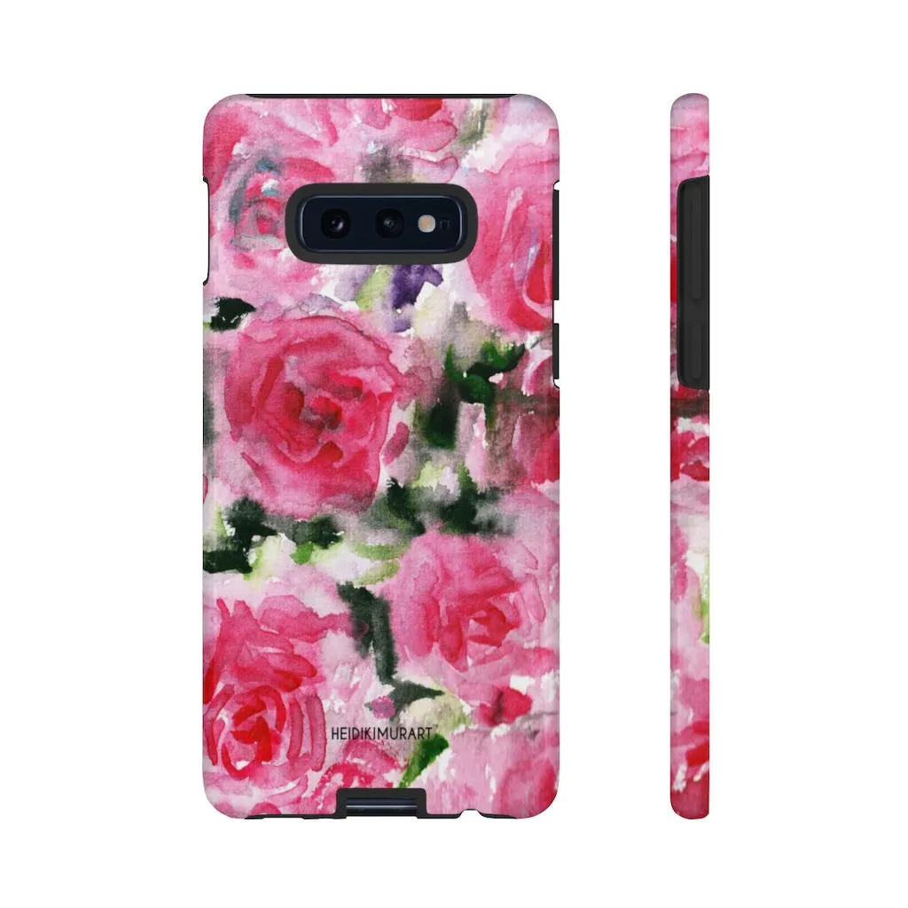 Rose Pink Floral Phone Case, Flower Print Best Designer Art iPhone Samsung Case-Made in USA