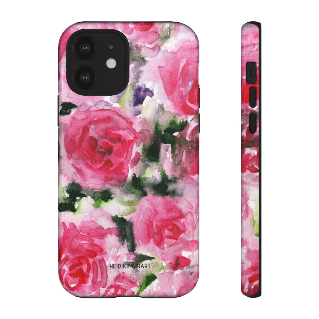 Rose Pink Floral Phone Case, Flower Print Best Designer Art iPhone Samsung Case-Made in USA