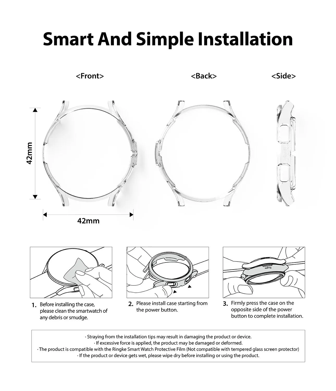 Samsung Galaxy Watch 4 Classic 42mm Case| Slim Series| Clear