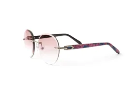 SANTOS Silver & Blue/Pink Acetate Sunglasses, Gradient Brown Round Lenses