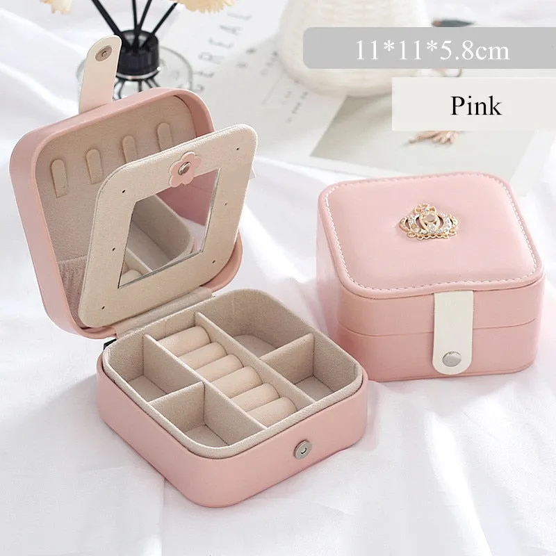 Simple Travel PU Leather Jewelry Box