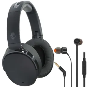 Skullcandy Hesh ANC Noise Canceling Over-Ear Wireless Headphones (True Black) with JBL T110 in Ear Headphones Black