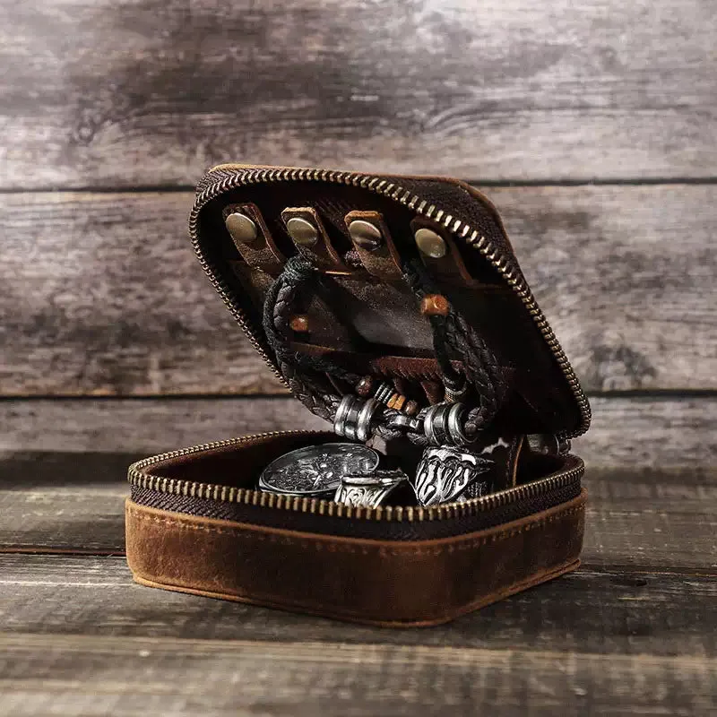 Small Leather Travel Jewelry Case