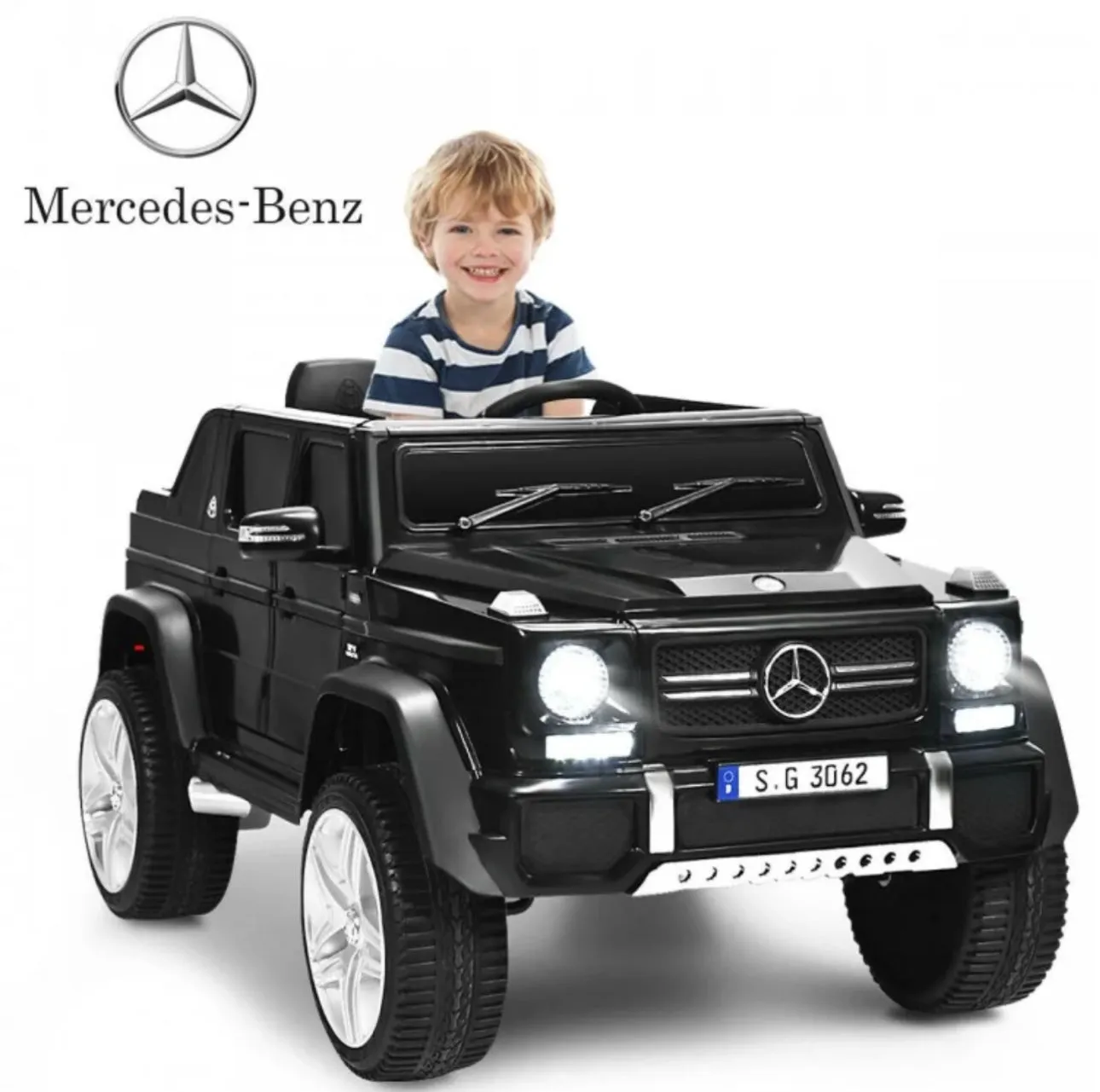 Super Cool 12V Kids Licensed Upgraded 1 Seater Ride On Car Mercedes-Benz Maybach Style | LED Lights | Seatbelt | 4 Wheel Shock Absorber | Ages 3-8 | Remote