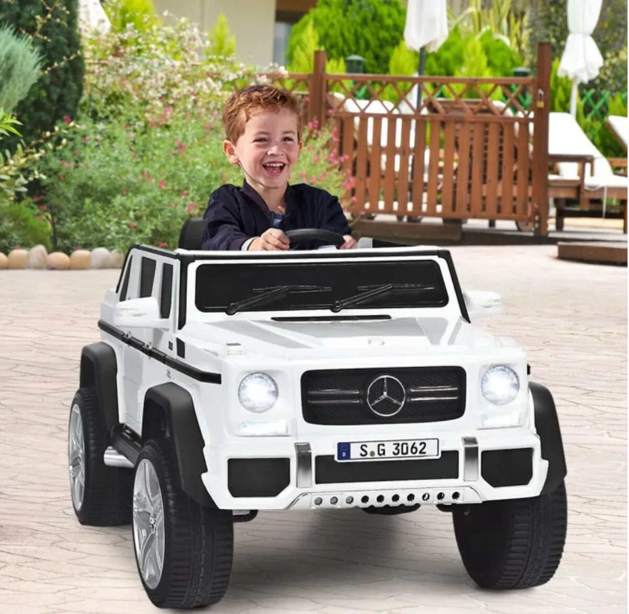 Super Cool 12V Kids Licensed Upgraded 1 Seater Ride On Car Mercedes-Benz Maybach Style | LED Lights | Seatbelt | 4 Wheel Shock Absorber | Ages 3-8 | Remote