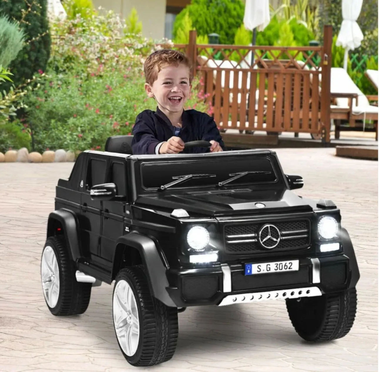 Super Cool 12V Kids Licensed Upgraded 1 Seater Ride On Car Mercedes-Benz Maybach Style | LED Lights | Seatbelt | 4 Wheel Shock Absorber | Ages 3-8 | Remote