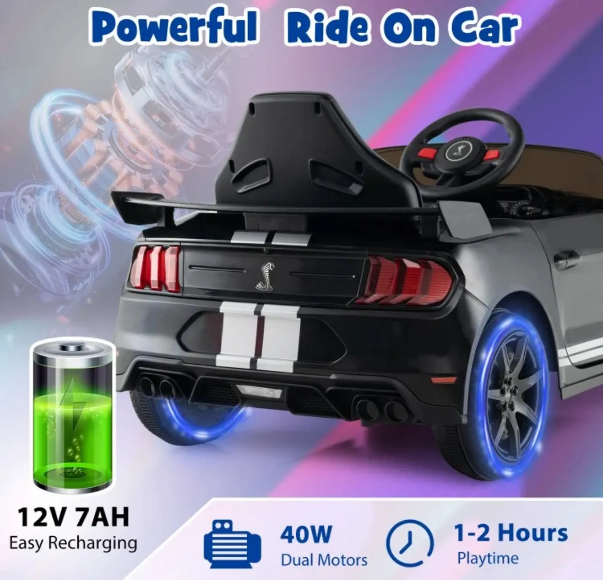 Super Cool 2025 Licensed Ford Shelby GT500 Mustang 1 Seater Ride On Car 12V | Ages 3-8 | Music | Remote