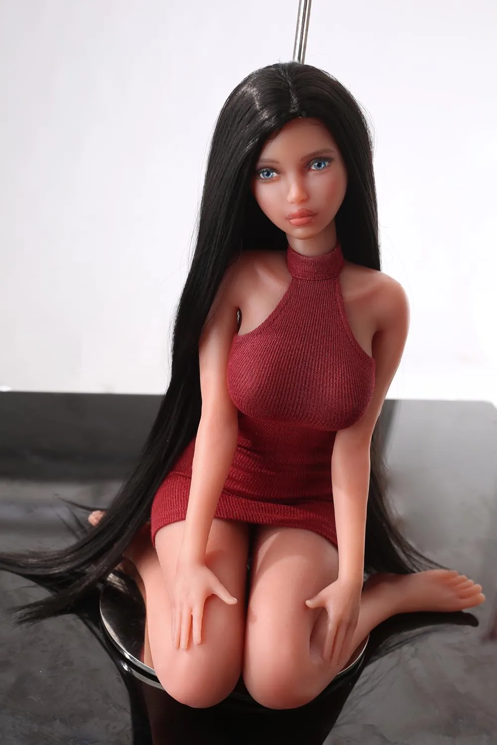 Tanned Skinny 60cm Mini Sex Doll Via, Black Hair Sexy Filipina Figure (Customized)