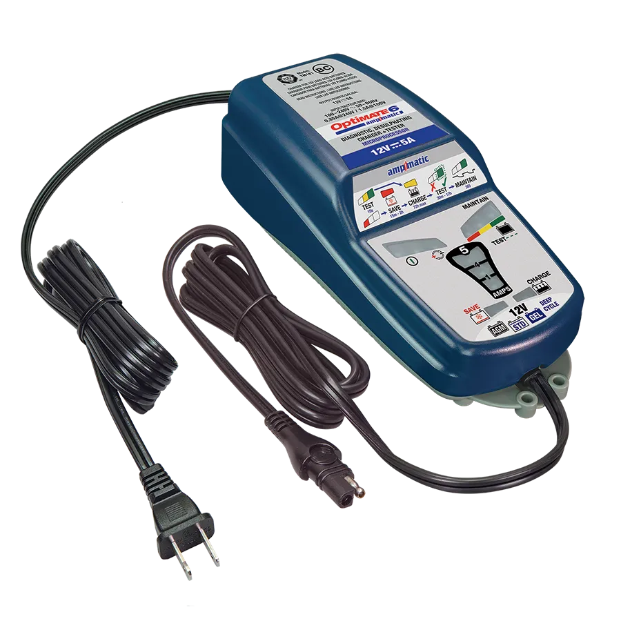 Tecmate OptiMate 6 Ampmatic 12V 5A Battery Saving Charger & Maintainer, TM-181