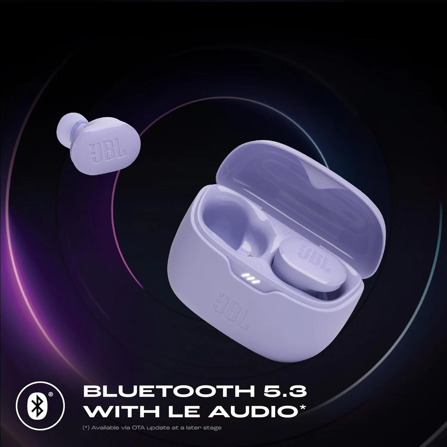 Tune Buds Wireless Bluetooth Earphones, Water-Resistant and Noise-Cancelling Headphones with 48-Hour Battery Life, Purple