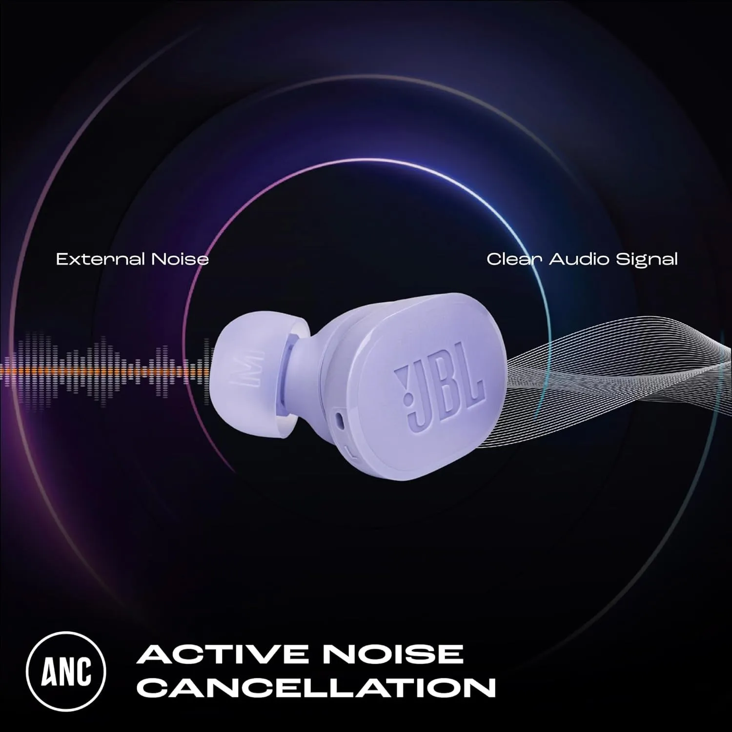 Tune Buds Wireless Bluetooth Earphones, Water-Resistant and Noise-Cancelling Headphones with 48-Hour Battery Life, Purple