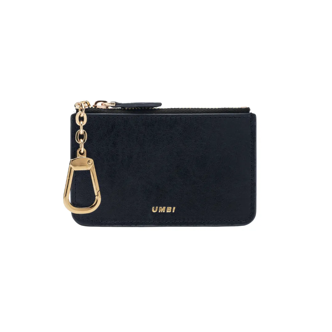 UMBI Personalized Leather Mini Wallet - Metallic BLACK