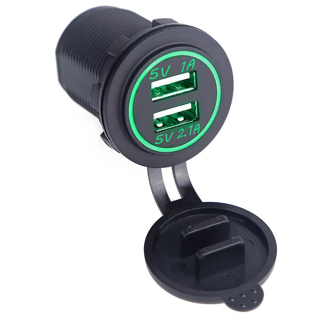 Universal Car Charger USB Vehicle DC12V-32V Waterproof  Dual USB Charger 2 Port Power Socket 5V 2.1A/1A High Quality