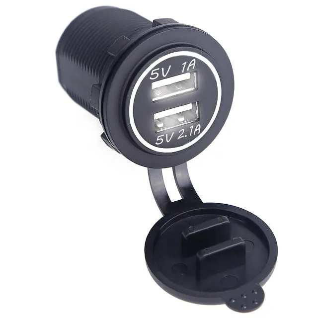 Universal Car Charger USB Vehicle DC12V-32V Waterproof  Dual USB Charger 2 Port Power Socket 5V 2.1A/1A High Quality