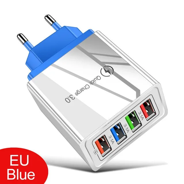 USB Charger Quick Charge 4.0 3.0 3.1A Fast Charging Power Adapter Charger For Samsung iPhone 11 7 X 4 Ports Mobile Phone Charger