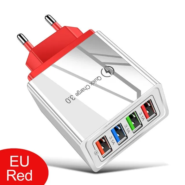 USB Charger Quick Charge 4.0 3.0 3.1A Fast Charging Power Adapter Charger For Samsung iPhone 11 7 X 4 Ports Mobile Phone Charger