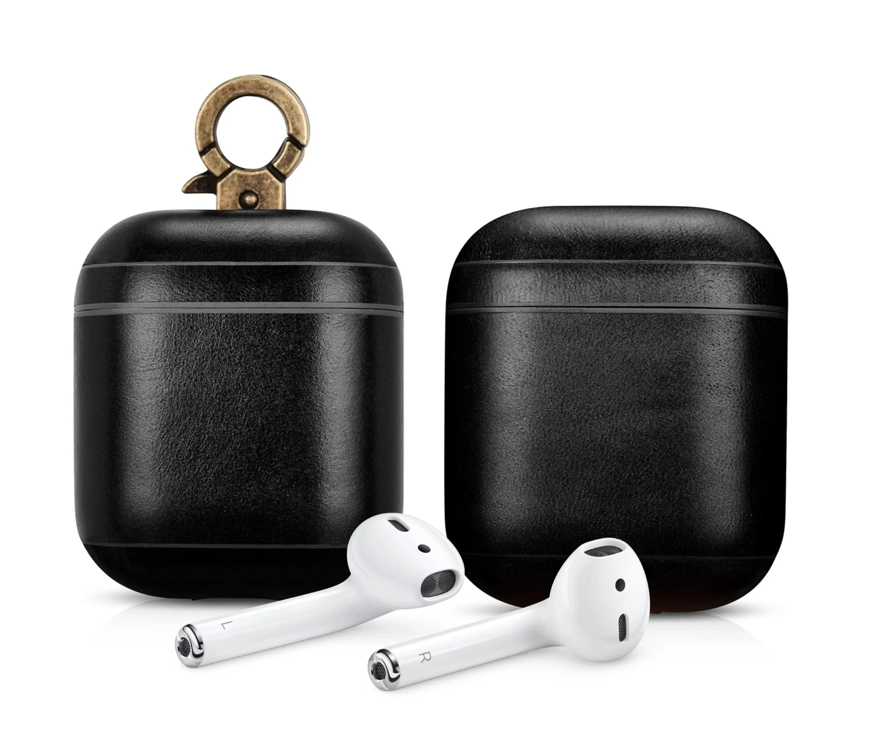 Vintage Black Premium Leather AirPods 1 & 2 Case Hook Series