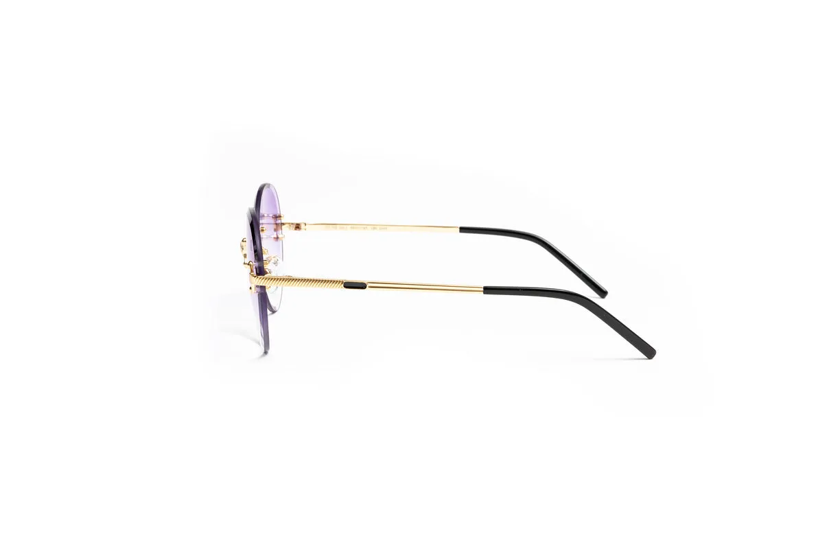 VINTAGE CLASSIC C 18KT Gold Sunglasses, Gradient Purple Lenses