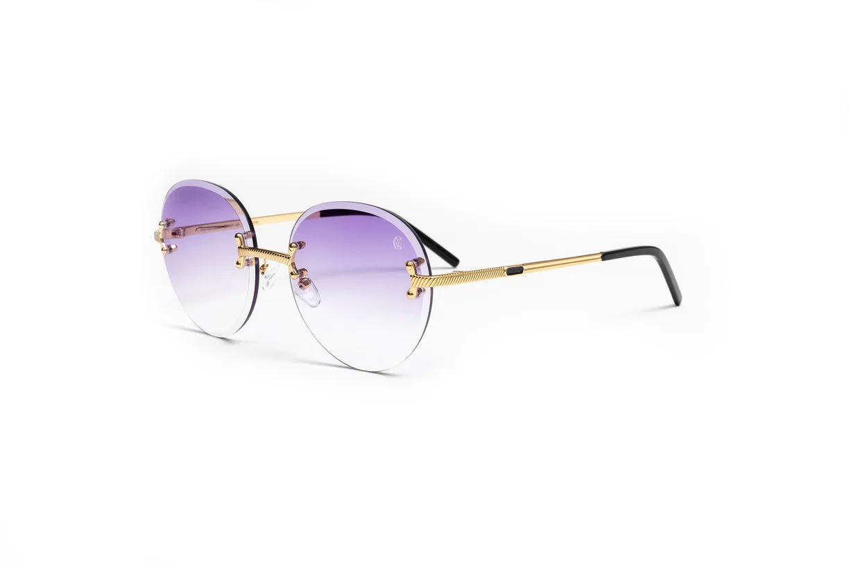 VINTAGE CLASSIC C 18KT Gold Sunglasses, Gradient Purple Lenses