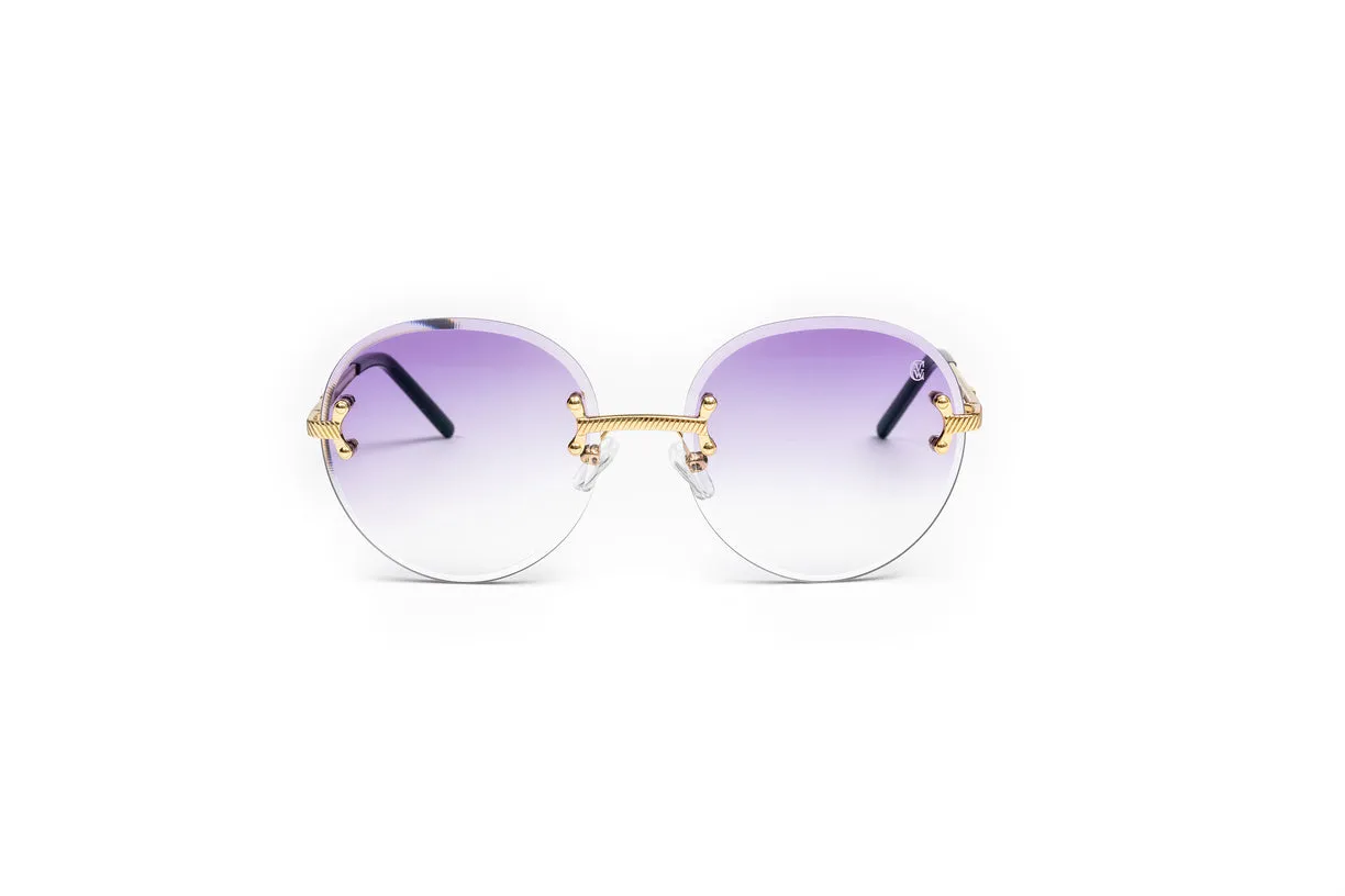 VINTAGE CLASSIC C 18KT Gold Sunglasses, Gradient Purple Lenses