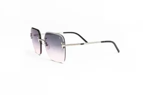 VINTAGE CLASSIC C Silver Sunglasses, Gradient Grey/Pink Lenses